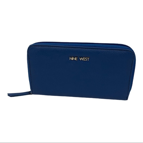 Nine West Blue Cobalt Single Zip Wallet - Picture 1 of 9